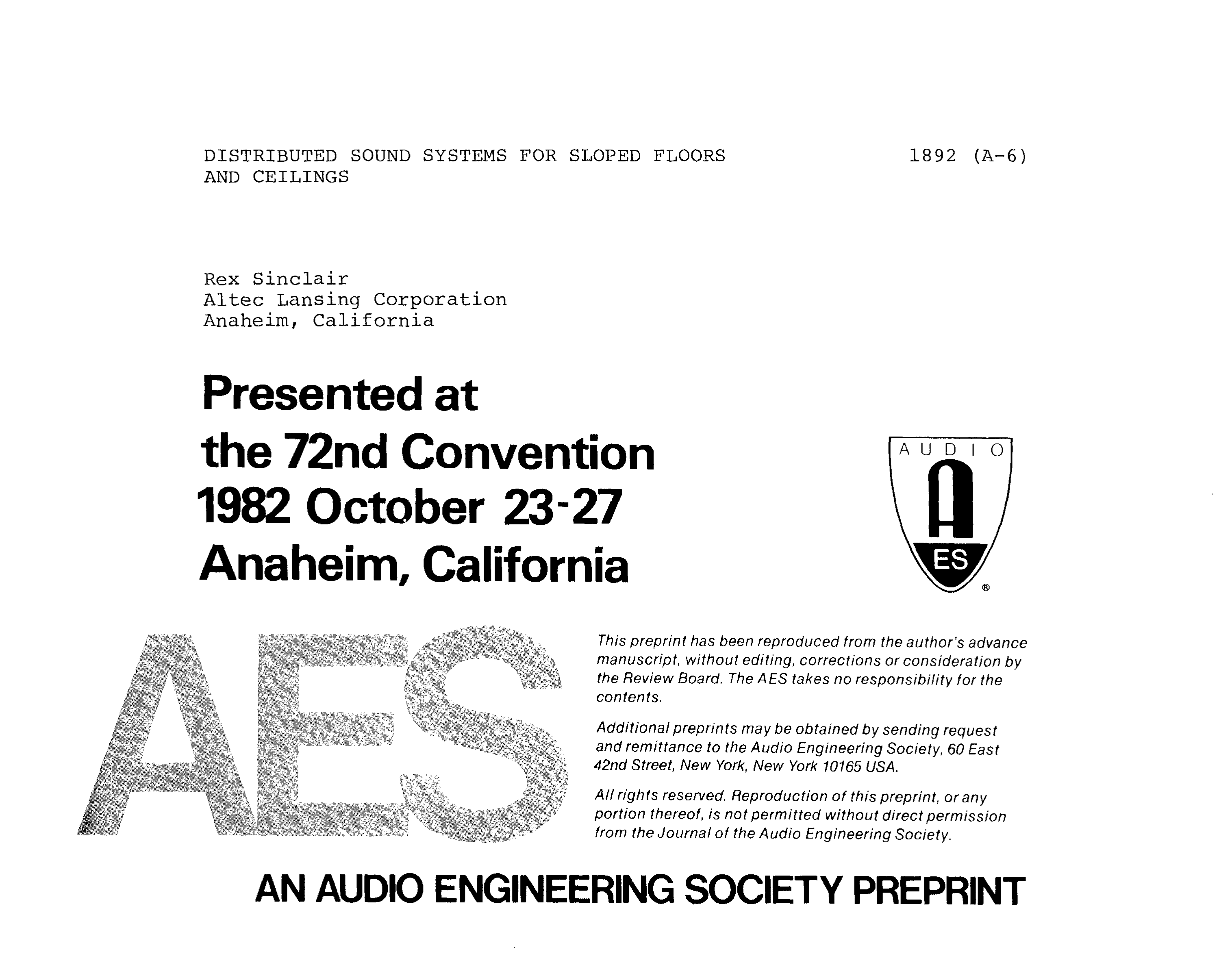 Aes E Library Distributed Sound Systems For Sloped Floors