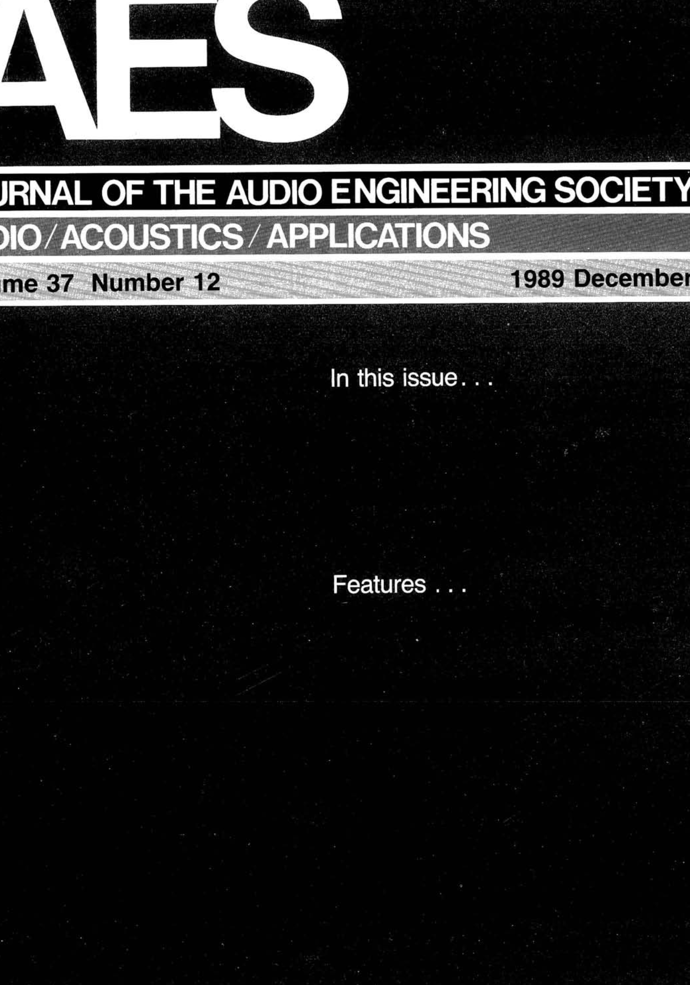 AES E-Library Â» Complete Journal: Volume 37 Issue 12