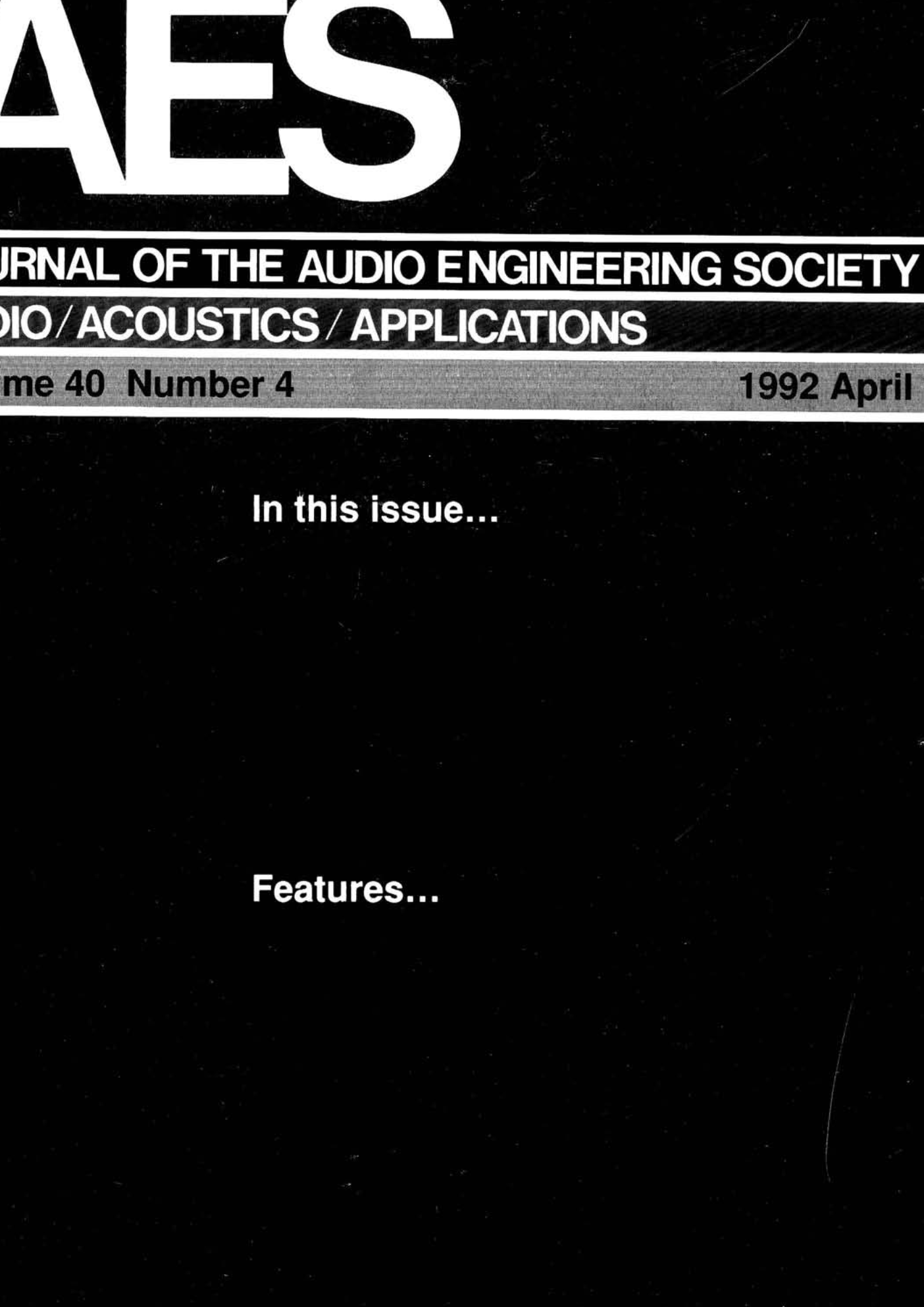 Aes E Library Complete Journal Volume 40 Issue 4