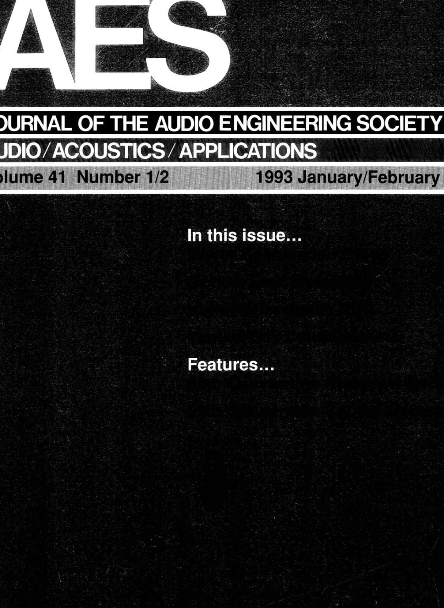 Aes E Library Complete Journal Volume 41 Issue 1 2