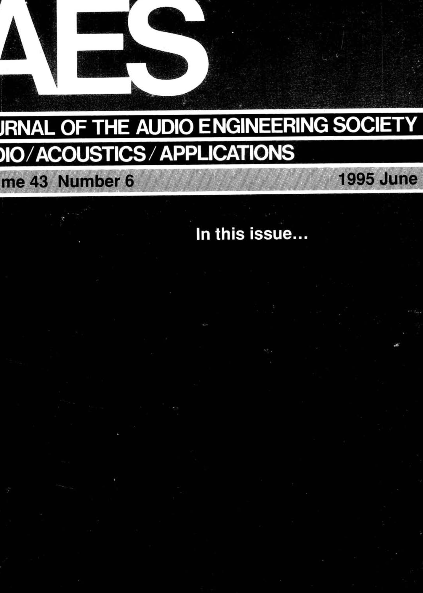 Aes E Library Complete Journal Volume 43 Issue 6