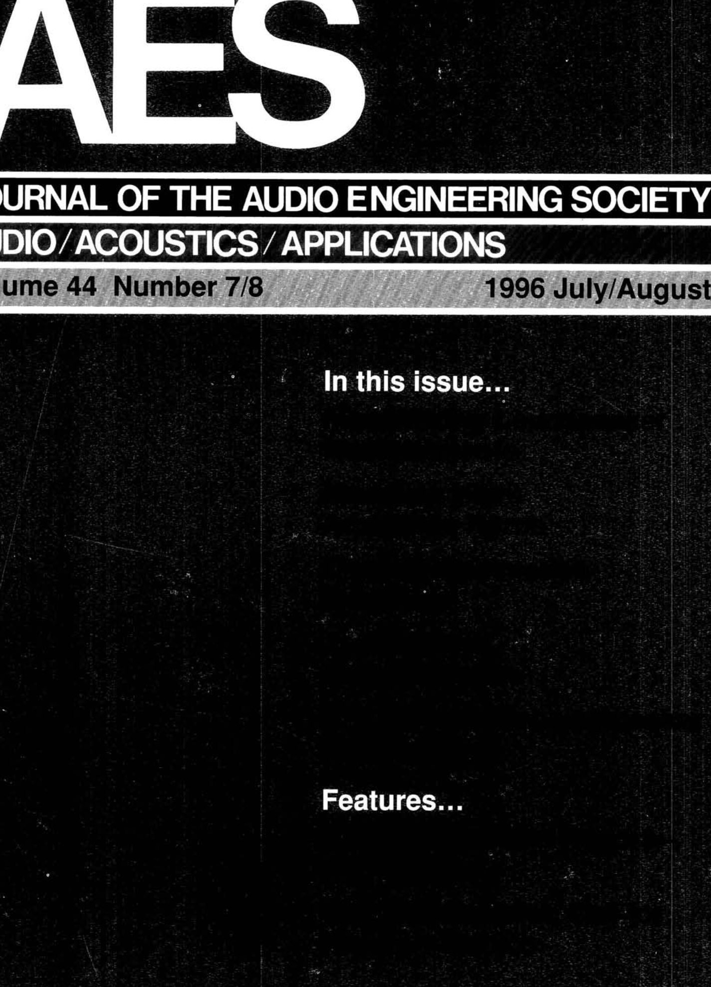 Aes E Library Complete Journal Volume 44 Issue 7 8