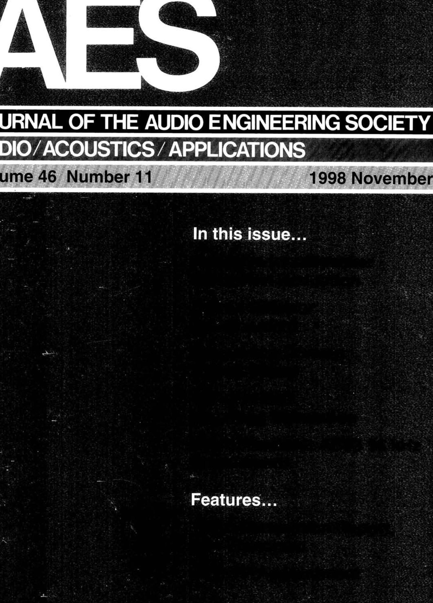 Aes E Library Complete Journal Volume 46 Issue 11