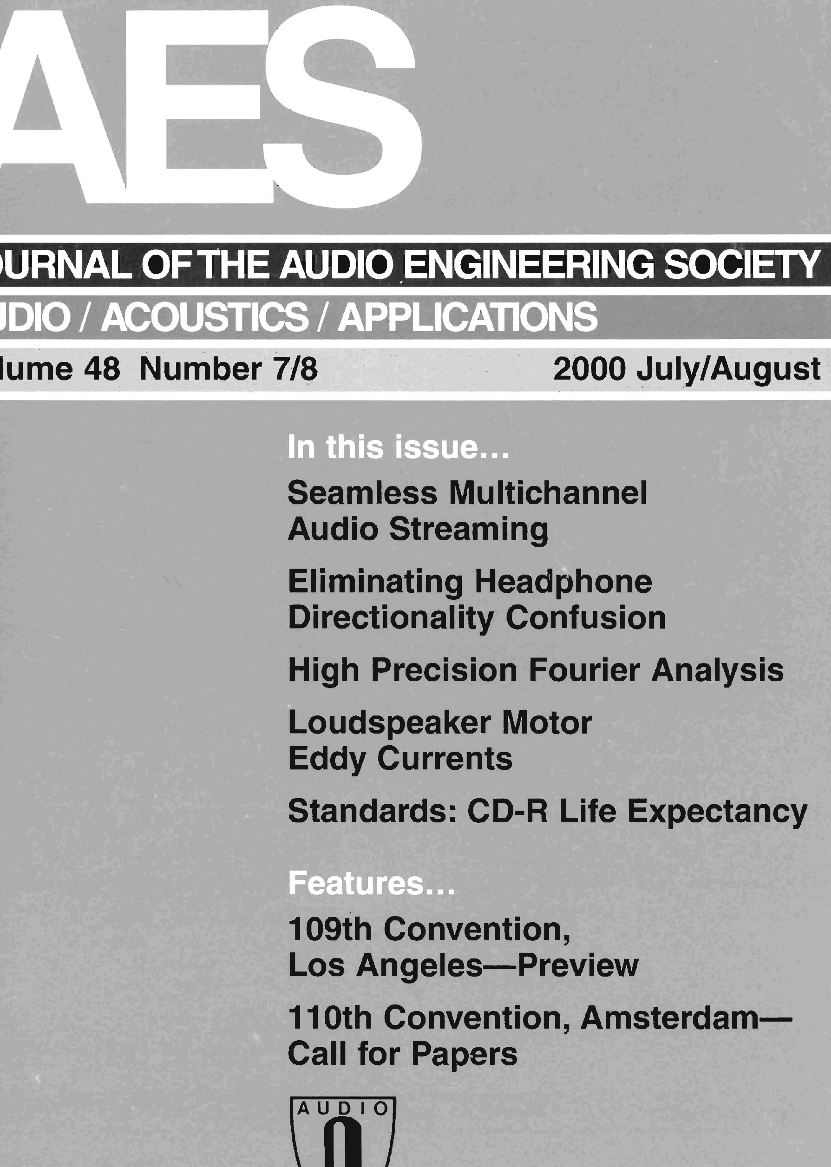 AES E-Library » Complete Journal: Volume 48 Issue 7/8