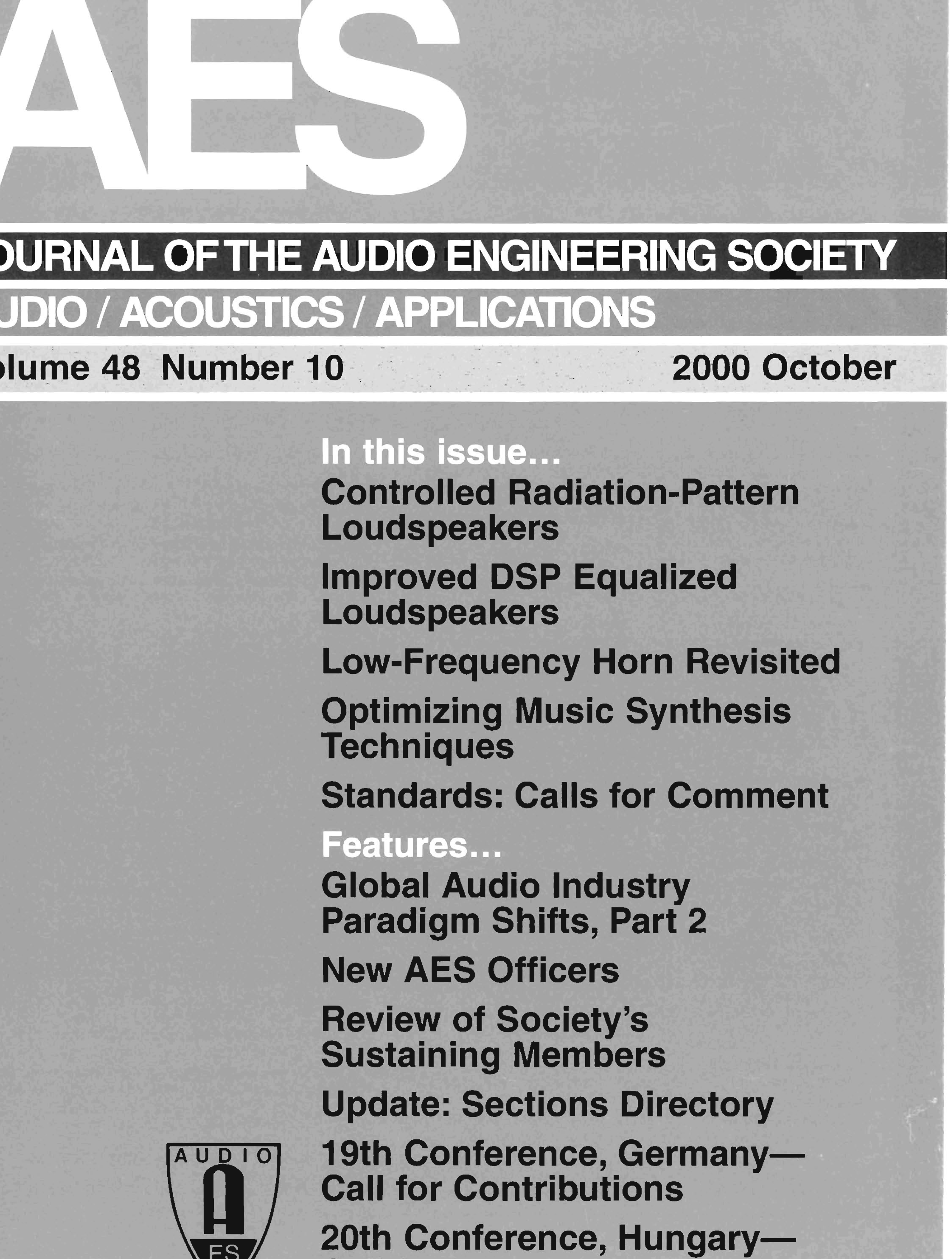 AES E-Library » Complete Journal Volume 48 Issue 10 picture