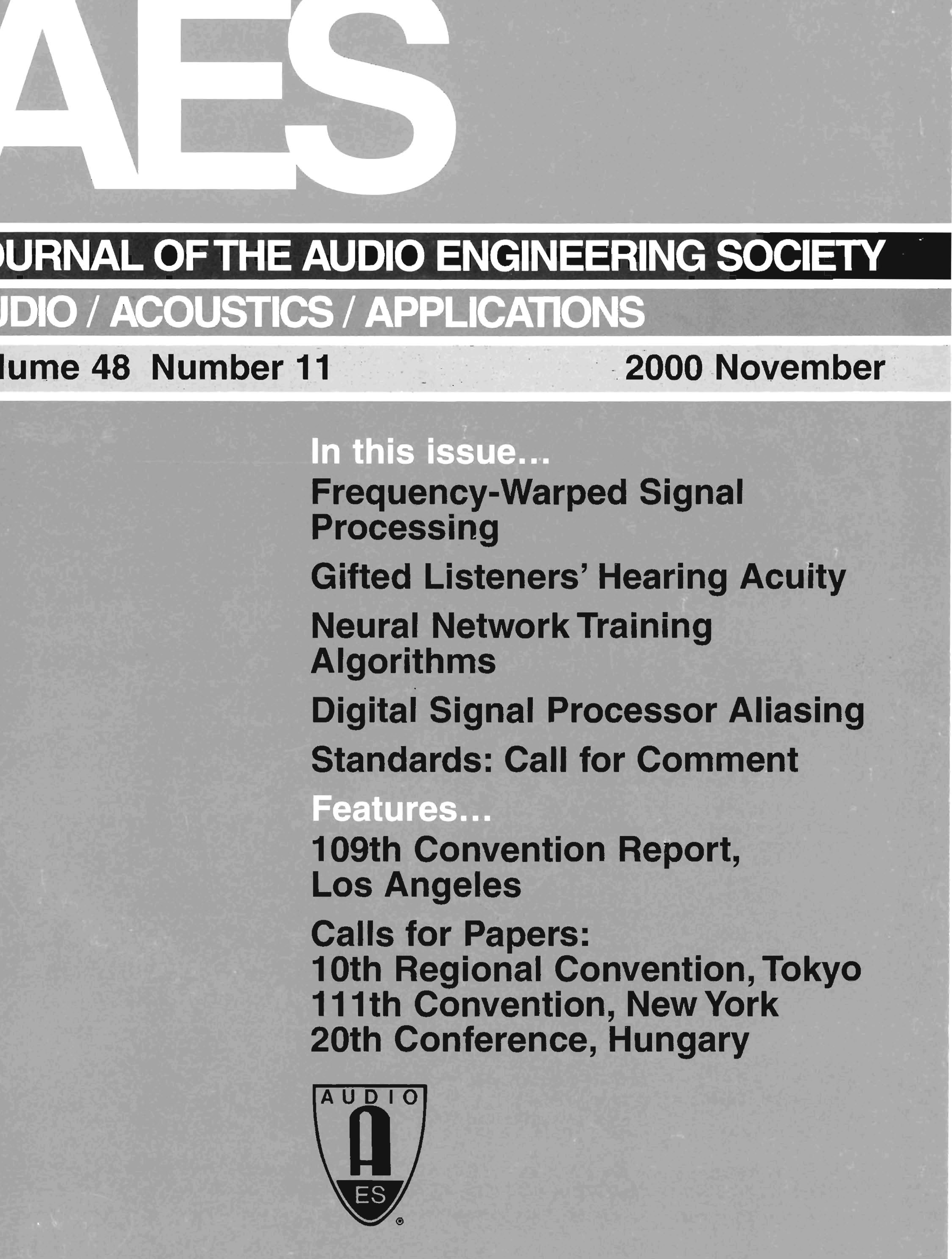 Aes E Library Complete Journal Volume 48 Issue 11