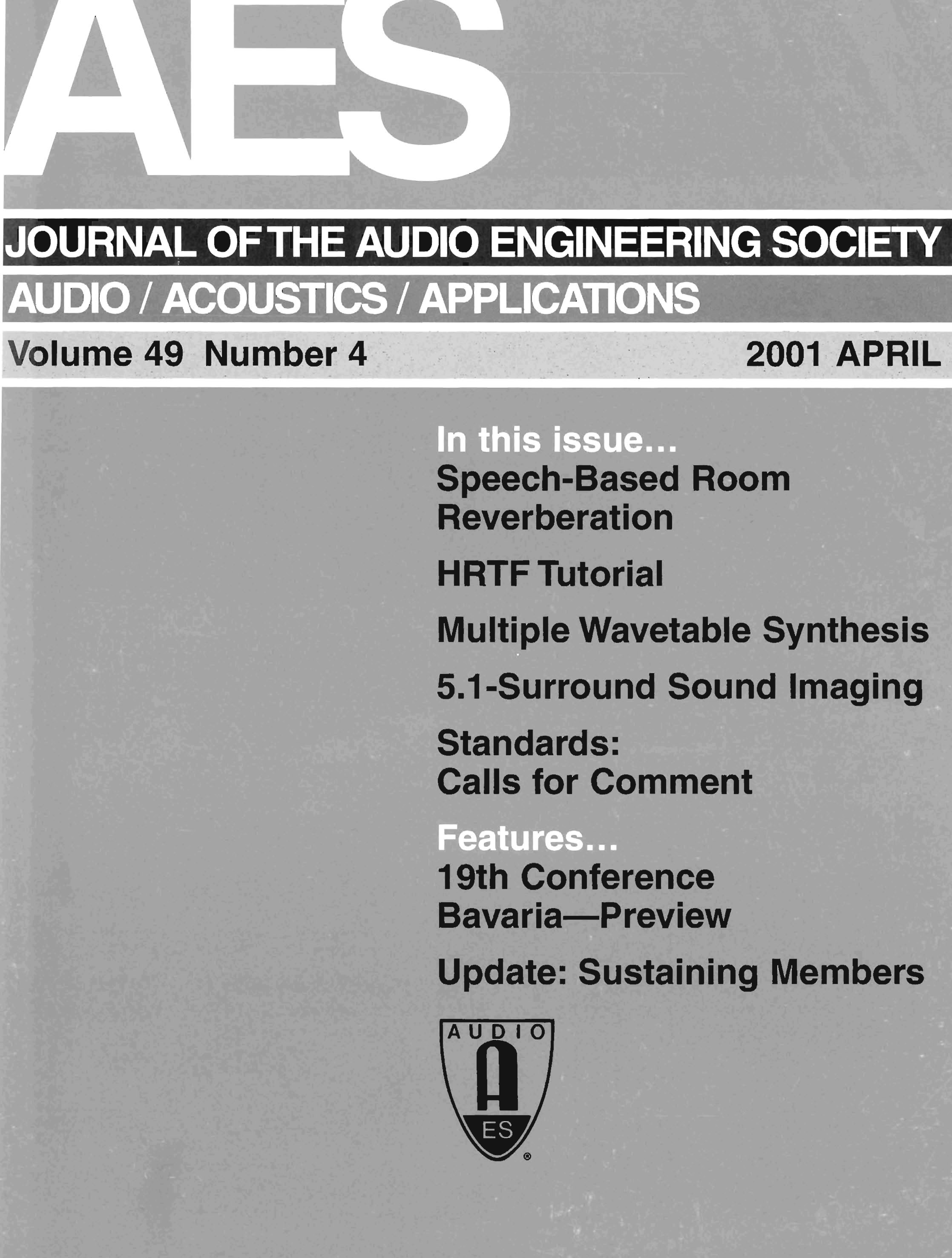 Aes E Library Complete Journal Volume 49 Issue 4