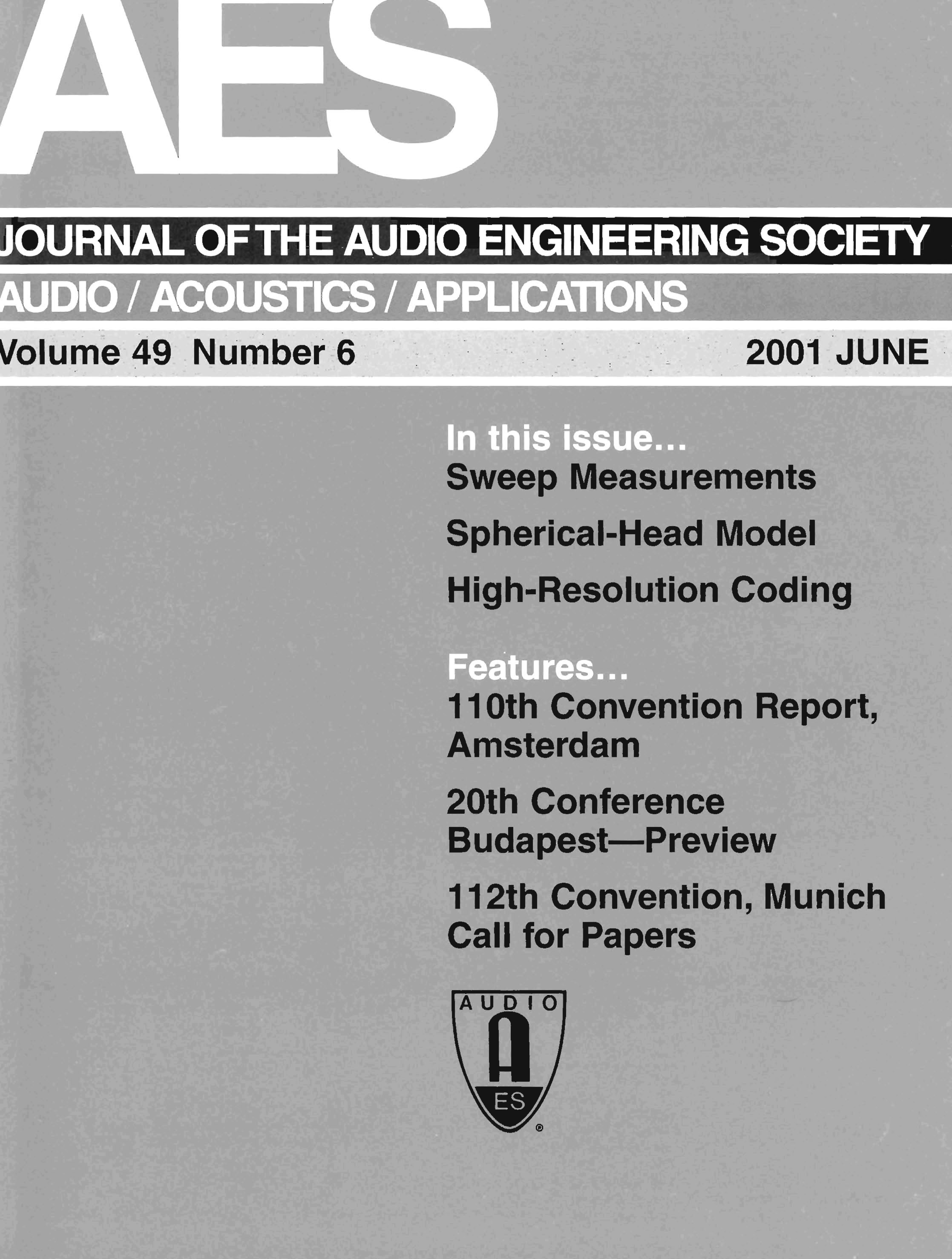 AES E-Library Â» Complete Journal: Volume 49 Issue 6