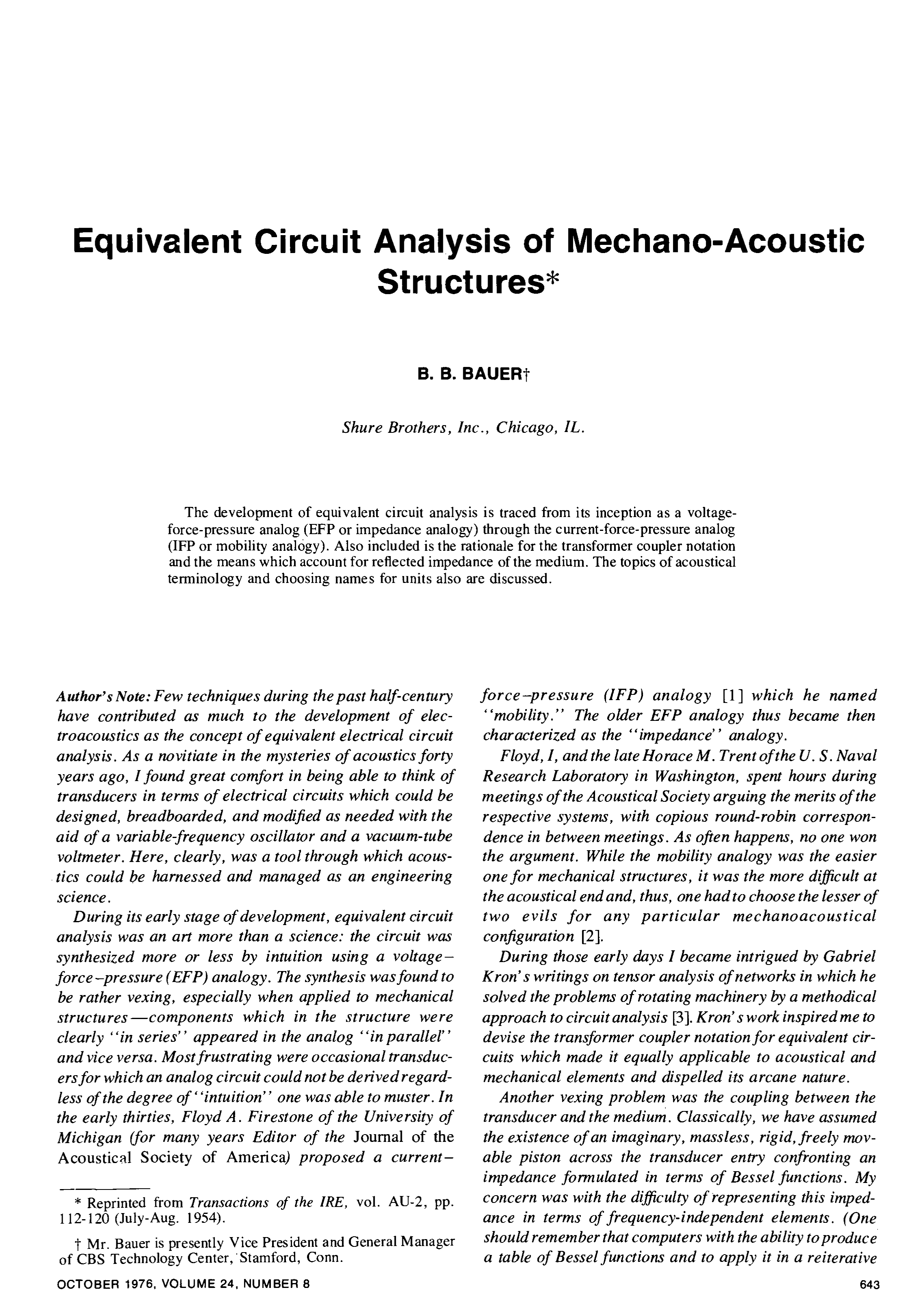 Aes E Library Equivalent Circuit Analysis Of Mechano - 