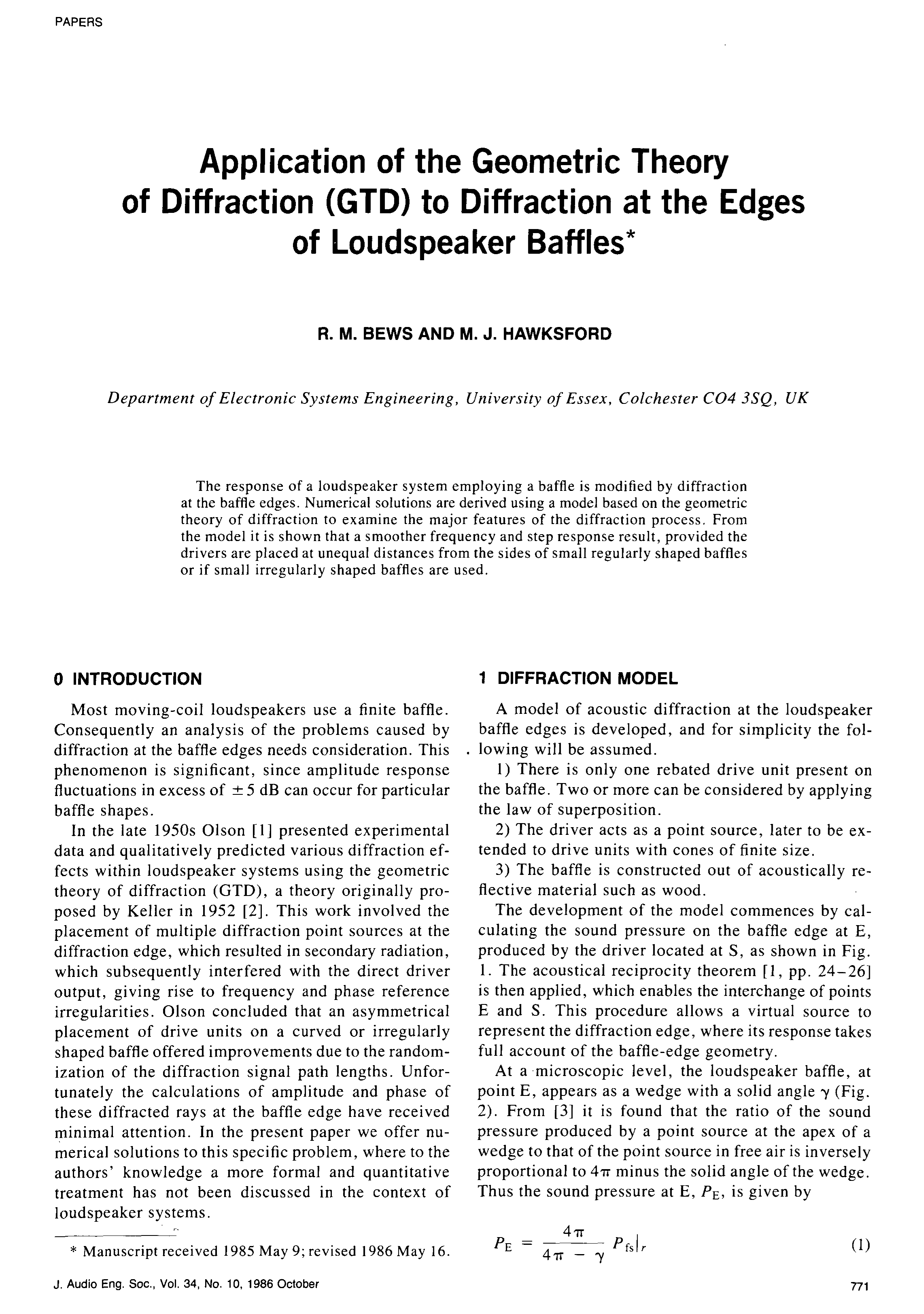 Apa Format Sample Paper Essay Aes Elibrary Application Of The Geometric Theory Of Diffraction Gtd To Diffraction At The Edges Of Loudspeaker Baffles A Modest Proposal Essay Topics also Written Essay Papers Aes Elibrary Application Of The Geometric Theory Of Diffraction How To Write A Thesis Statement For An Essay