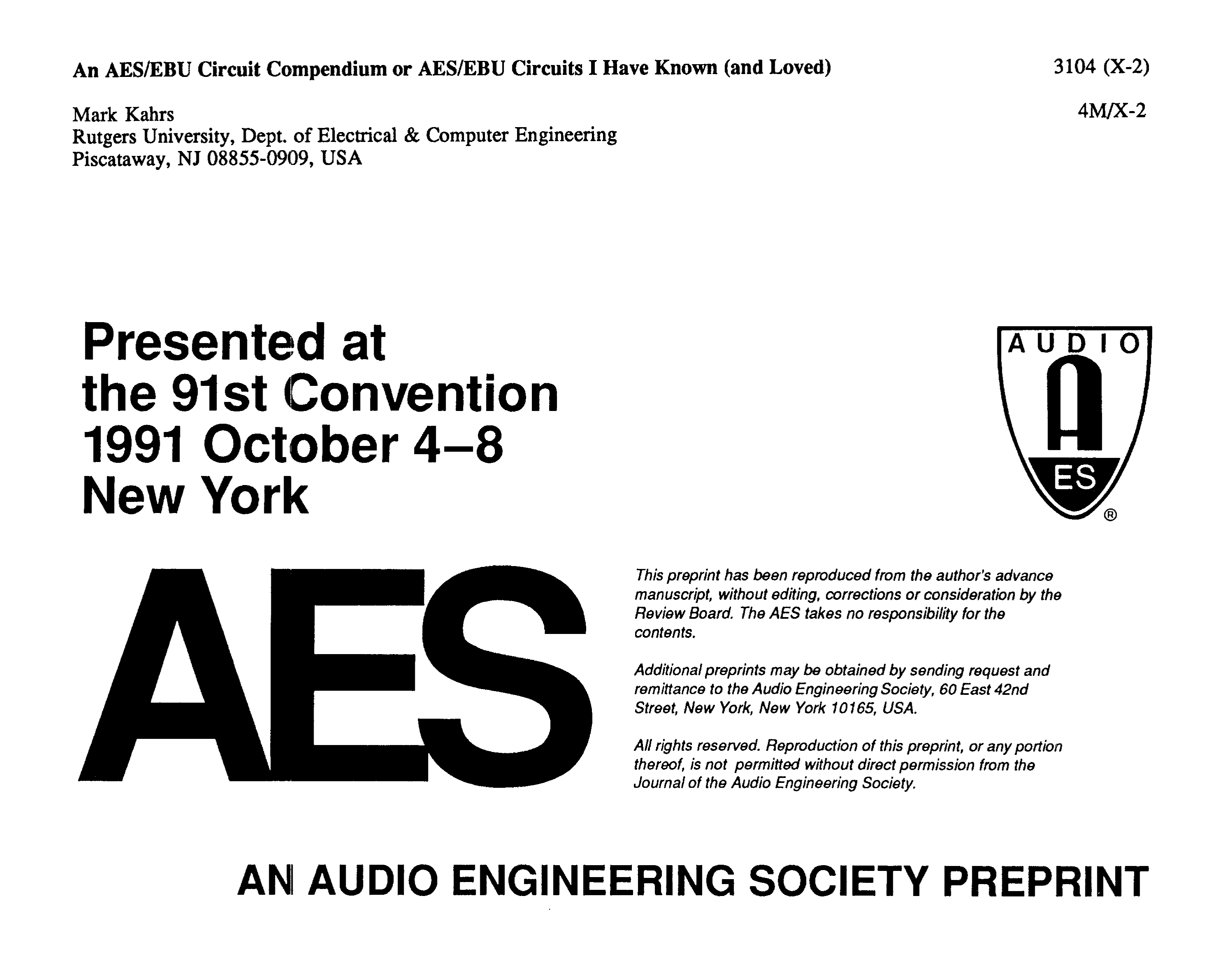 AES ELibrary » An AES/EBU Circuit Compendium or AES/EBU Circuits I Have Known (and Loved)