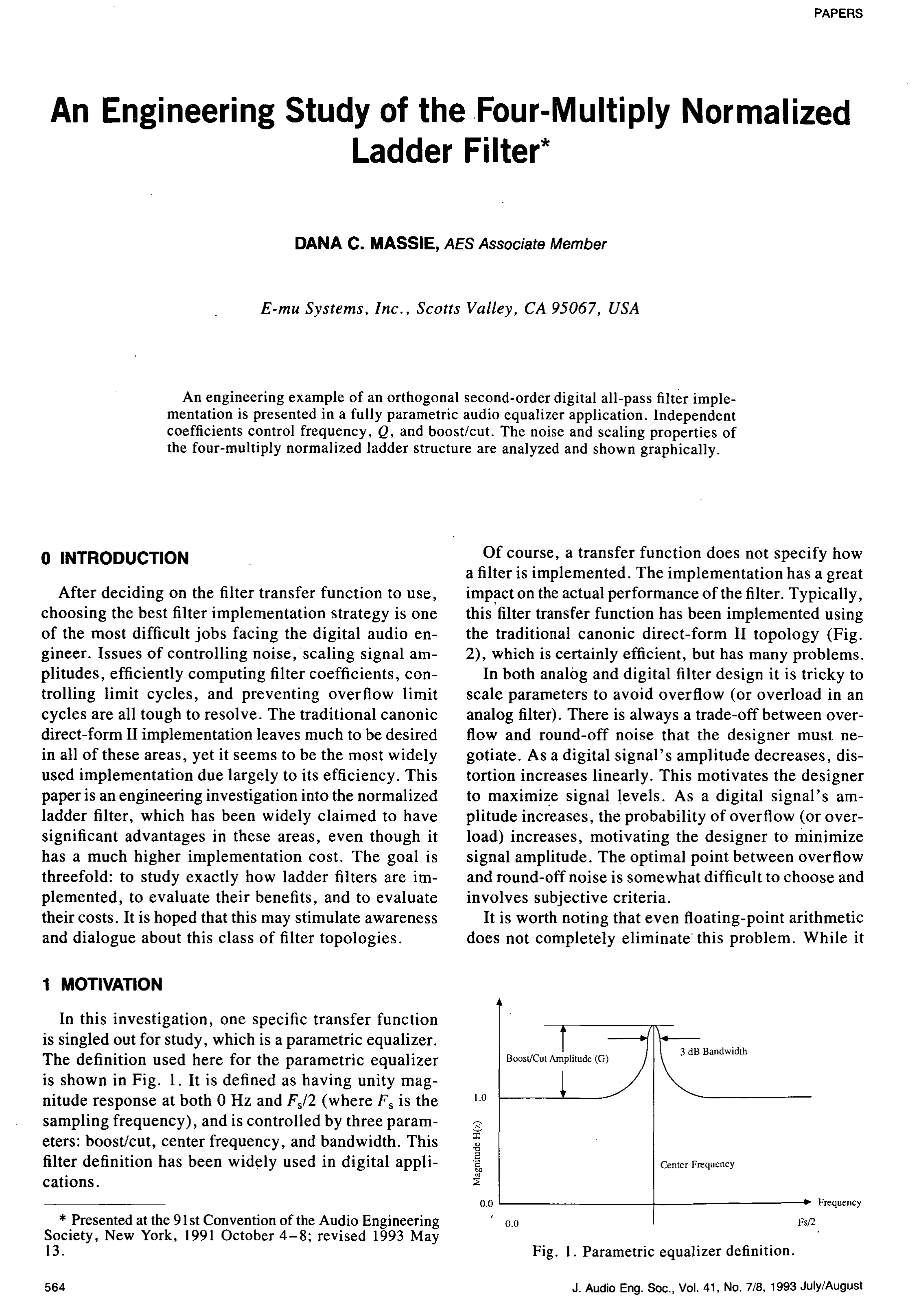 AES ELibrary » An Engineering Study of the FourMultiply Normalized