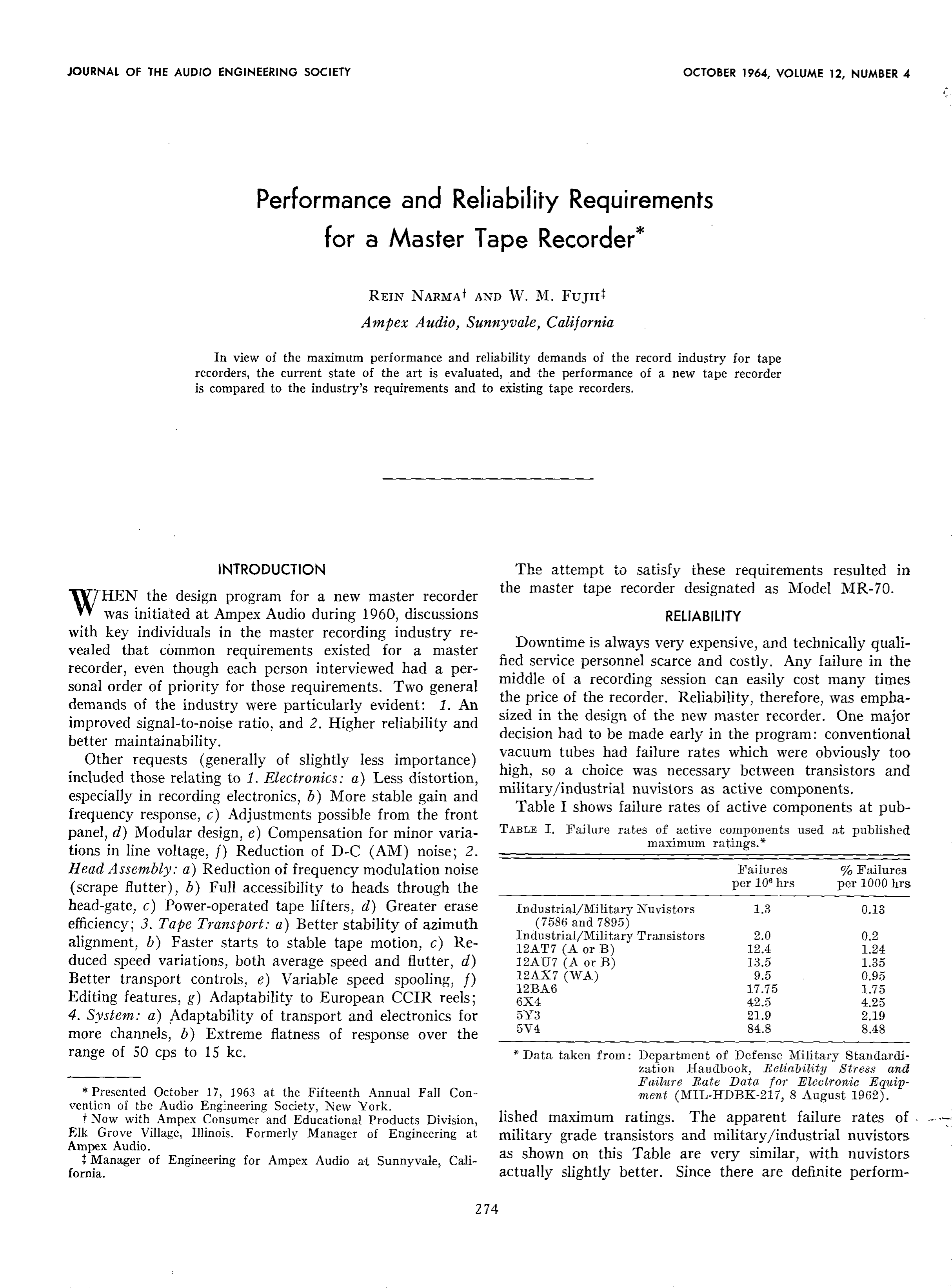 Aes E Library Performance And Reliability Requirements For A