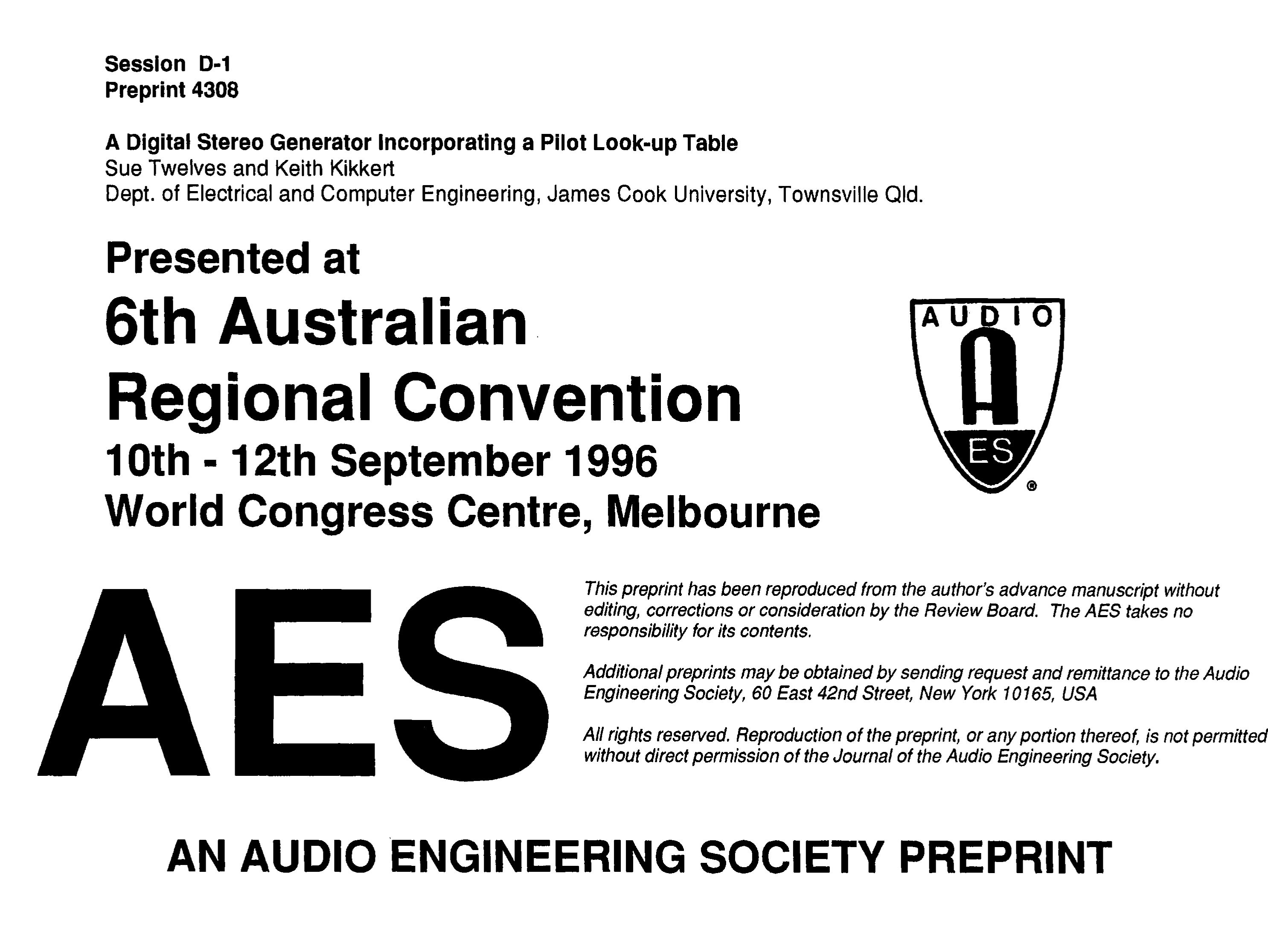 AES E-Library » A Digital Stereo Generator Incorporating a Pilot Look-up Table